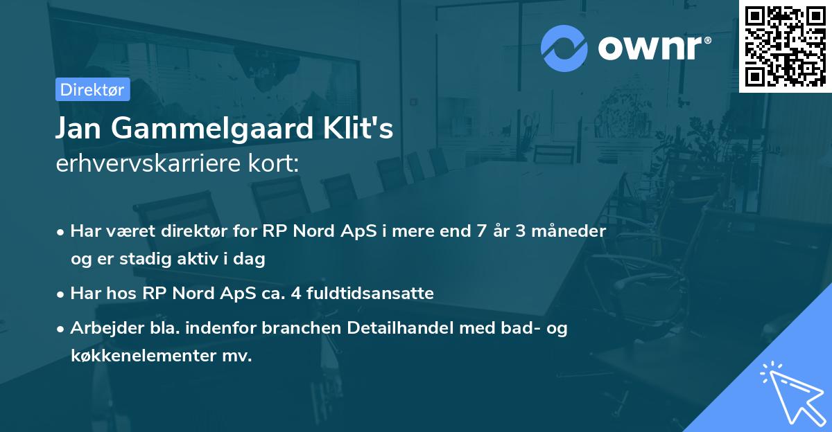 Jan Gammelgaard Klit's erhvervskarriere kort