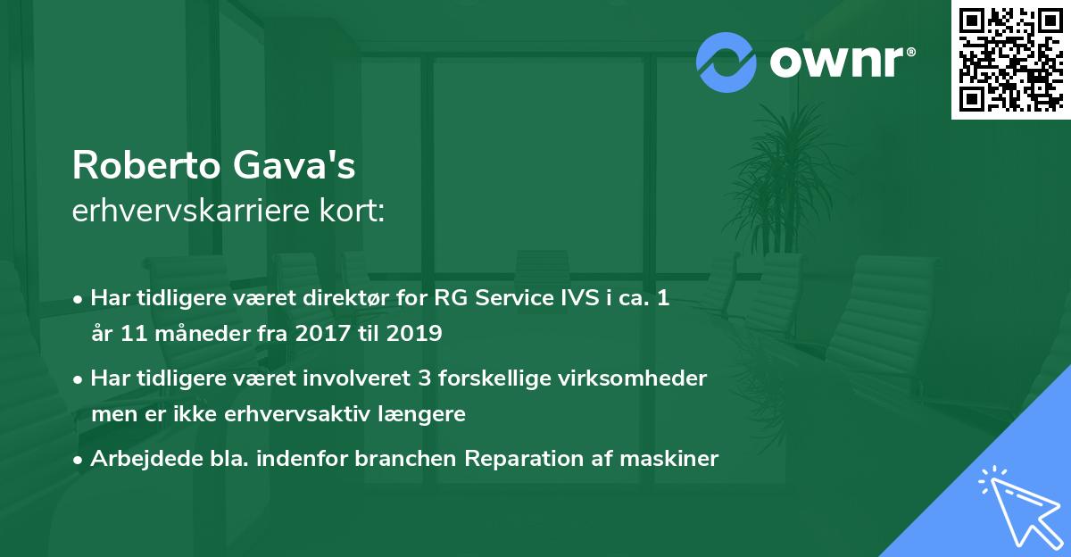 Roberto Gava's erhvervskarriere kort