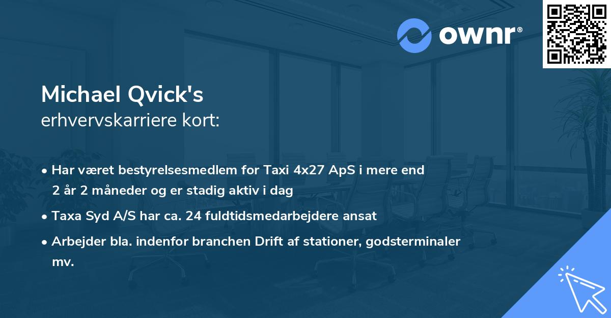 Michael Qvick's erhvervskarriere kort
