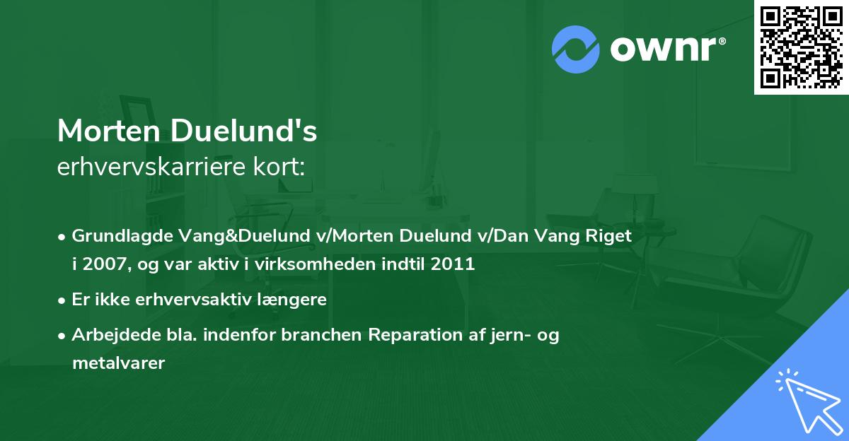 Morten Duelund's erhvervskarriere kort