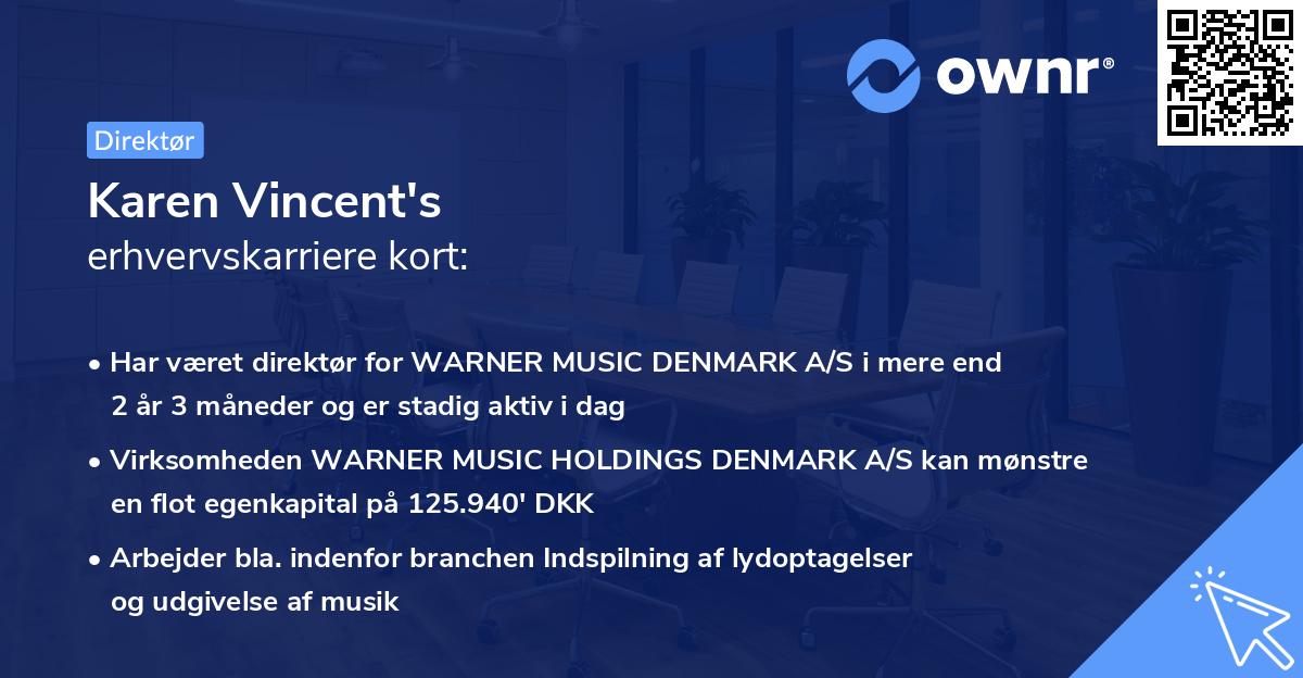 Karen Vincent's erhvervskarriere kort