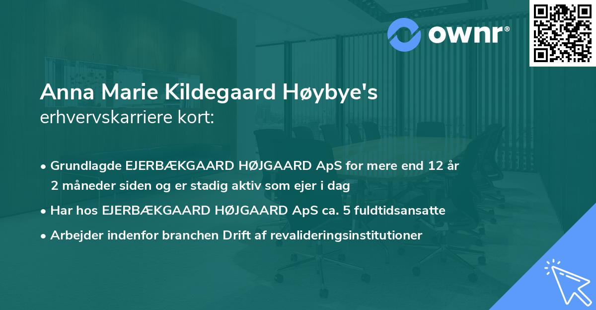 Anna Marie Kildegaard Høybye's erhvervskarriere kort