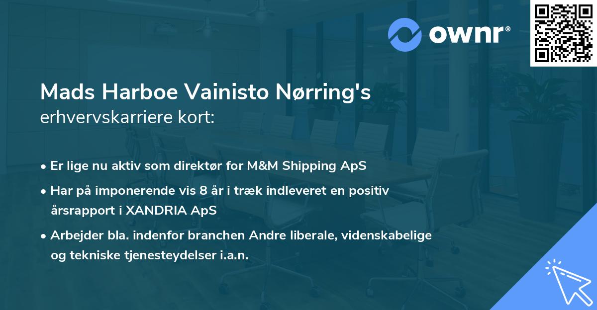 Mads Harboe Vainisto Nørring's erhvervskarriere kort