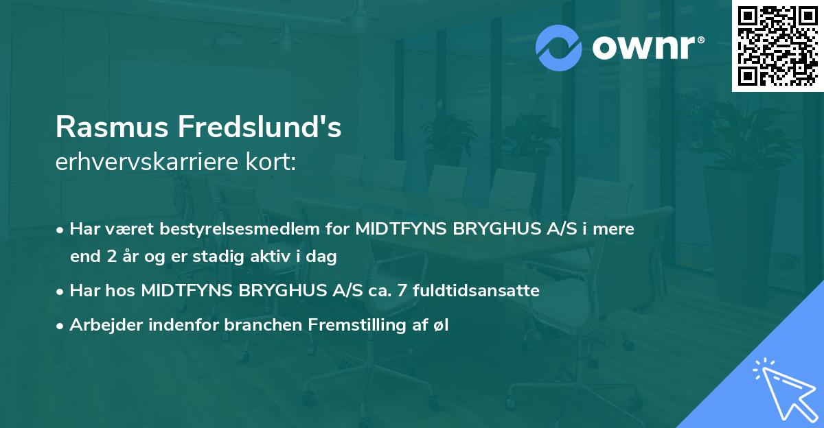 Rasmus Fredslund's erhvervskarriere kort