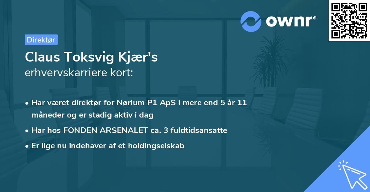 Claus Toksvig Kjær's erhvervskarriere kort