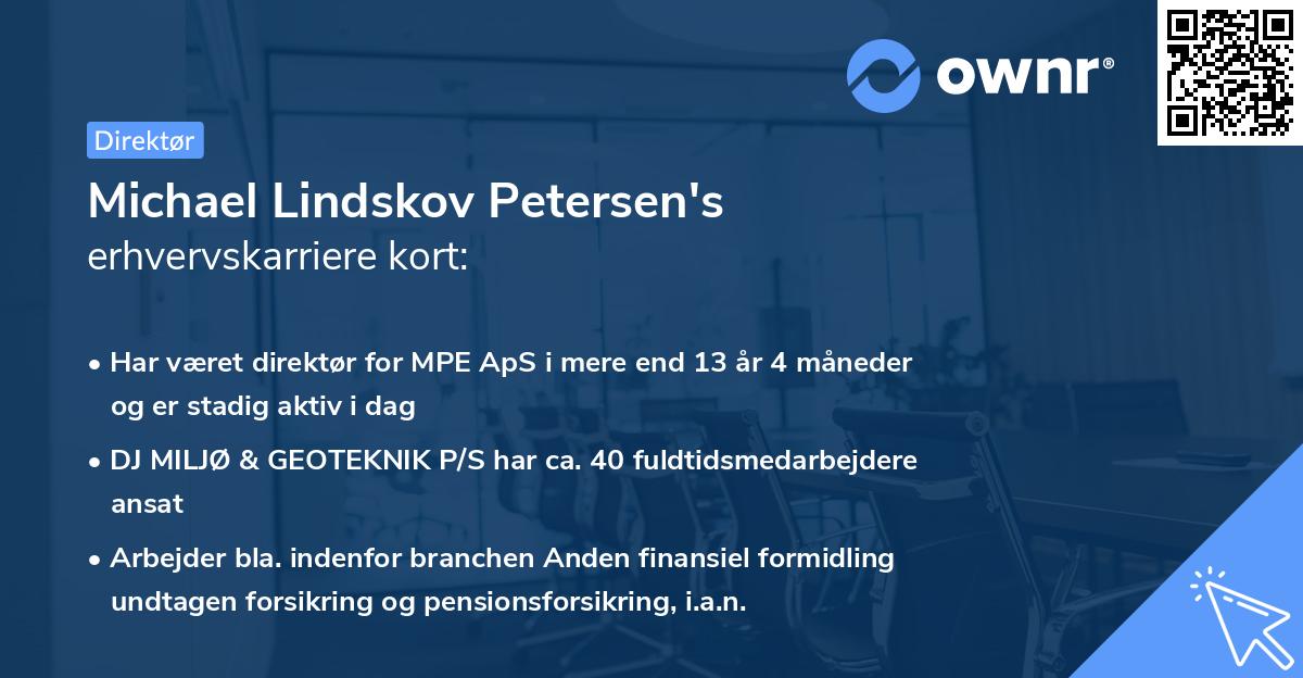 Michael Lindskov Petersen's erhvervskarriere kort