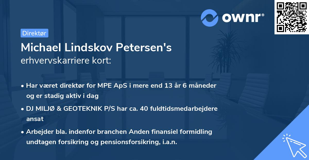 Michael Lindskov Petersen's erhvervskarriere kort