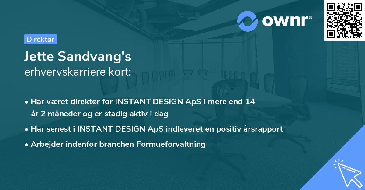 Jette Sandvang's erhvervskarriere kort