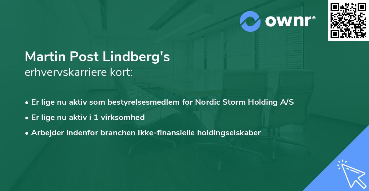 Martin Post Lindberg's erhvervskarriere kort