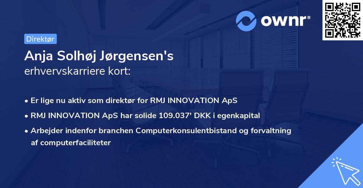 Anja Solhøj Jørgensen's erhvervskarriere kort