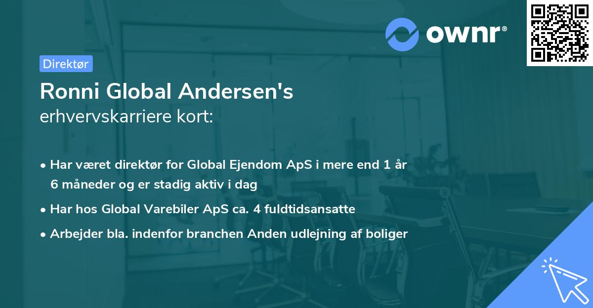 Ronni Global Andersen's erhvervskarriere kort