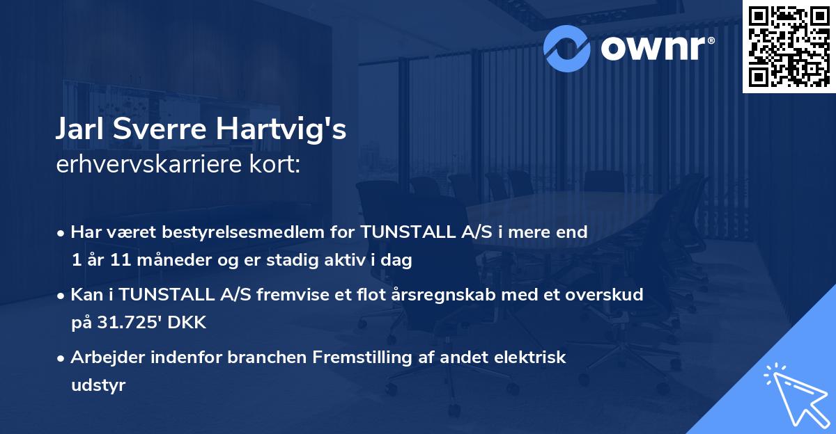 Jarl Sverre Hartvig's erhvervskarriere kort