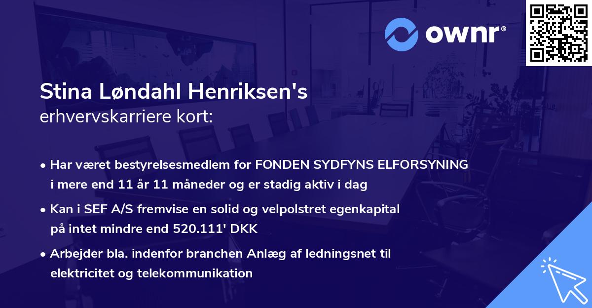 Stina Løndahl Henriksen's erhvervskarriere kort