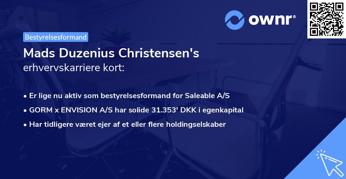 Mads Duzenius Christensen's erhvervskarriere kort