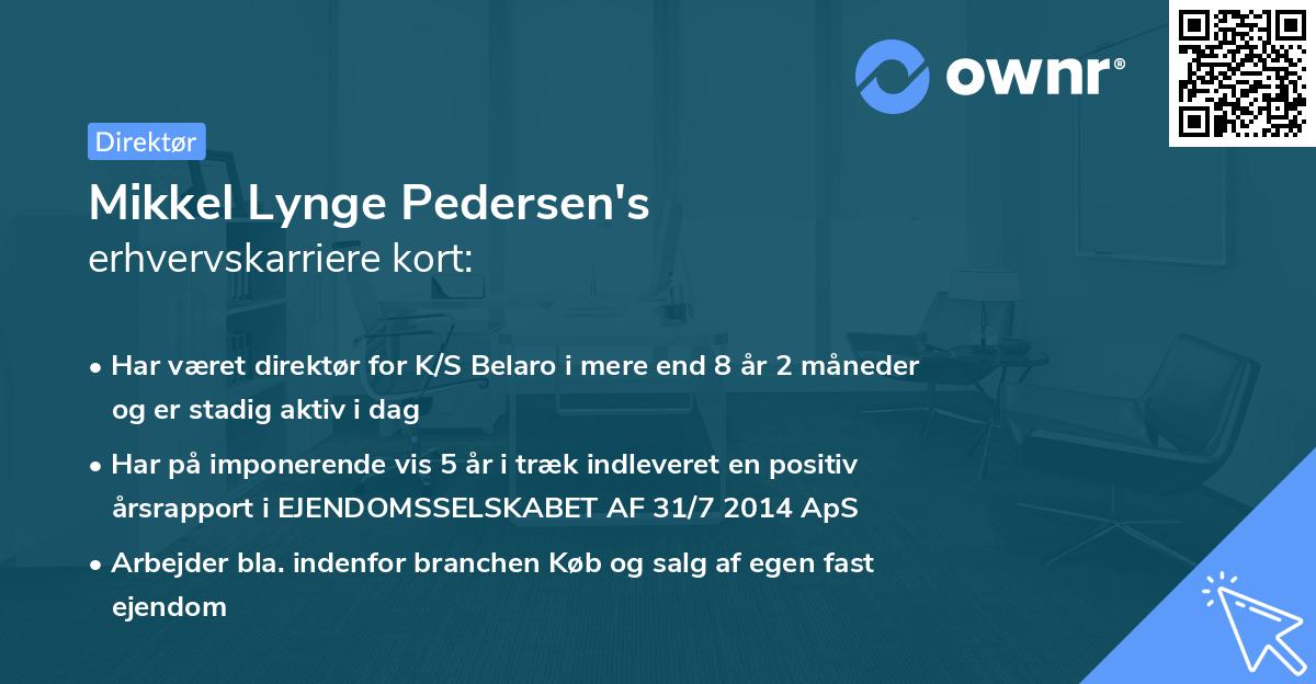 Mikkel Lynge Pedersen's erhvervskarriere kort