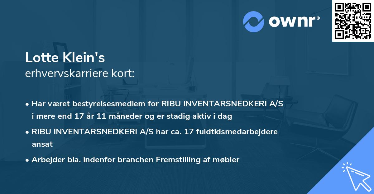 Lotte Klein's erhvervskarriere kort