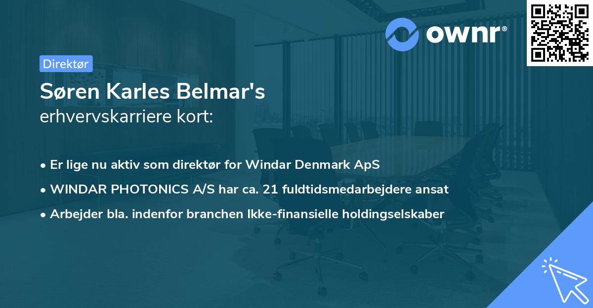 Søren Karles Belmar's erhvervskarriere kort