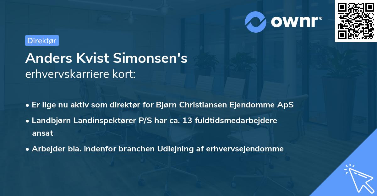 Anders Kvist Simonsen's erhvervskarriere kort