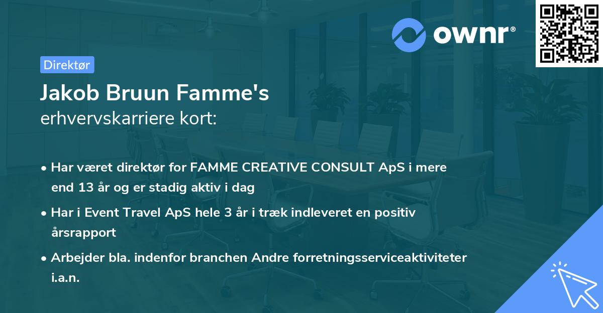 Jakob Bruun Famme's erhvervskarriere kort