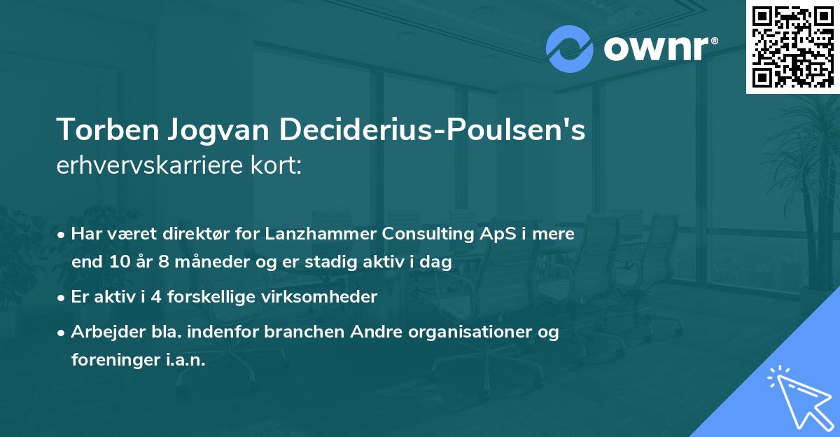 Torben Jogvan Deciderius-Poulsen's erhvervskarriere kort