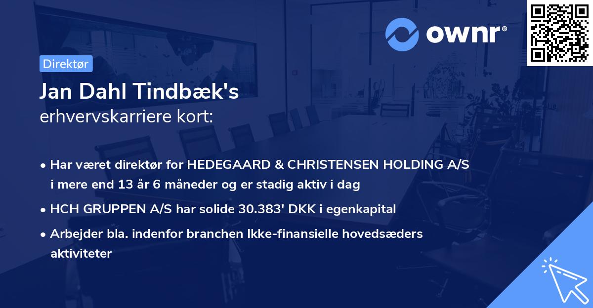 Jan Dahl Tindbæk's erhvervskarriere kort