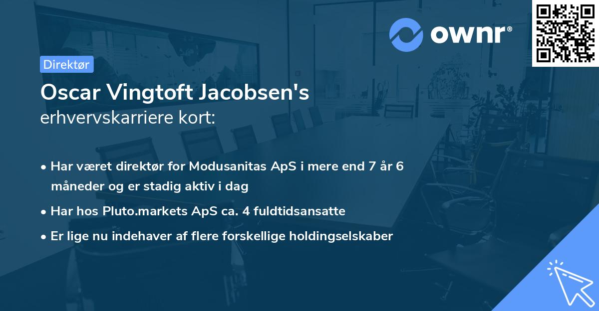 Oscar Vingtoft Jacobsen's erhvervskarriere kort