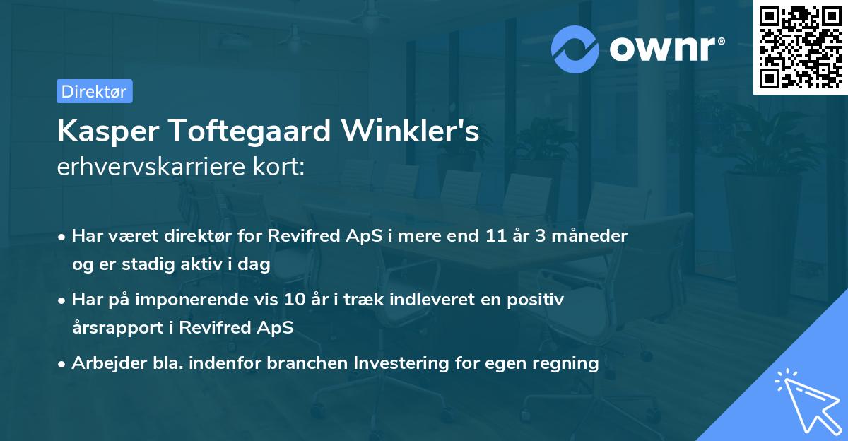 Kasper Toftegaard Winkler's erhvervskarriere kort