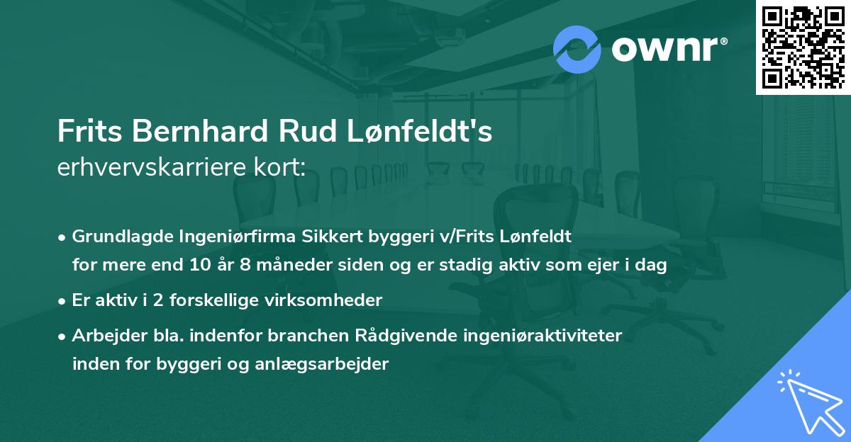 Frits Bernhard Rud Lønfeldt's erhvervskarriere kort