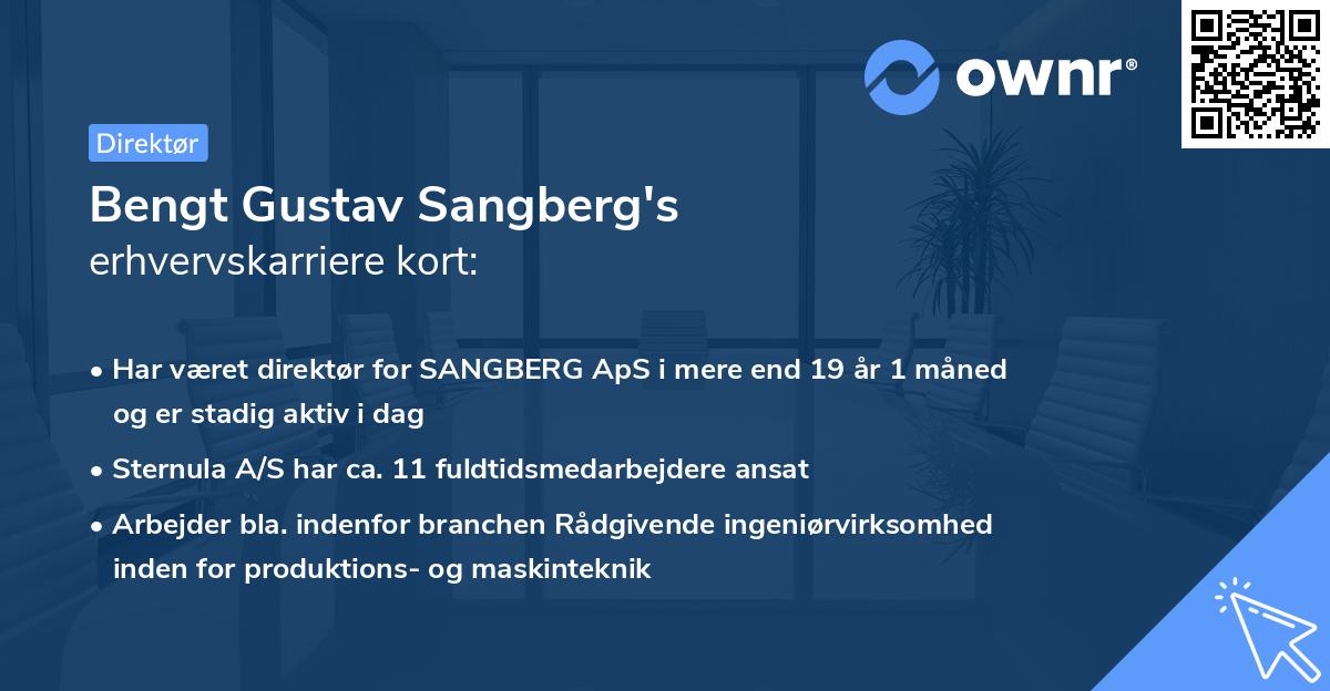 Bengt Gustav Sangberg's erhvervskarriere kort