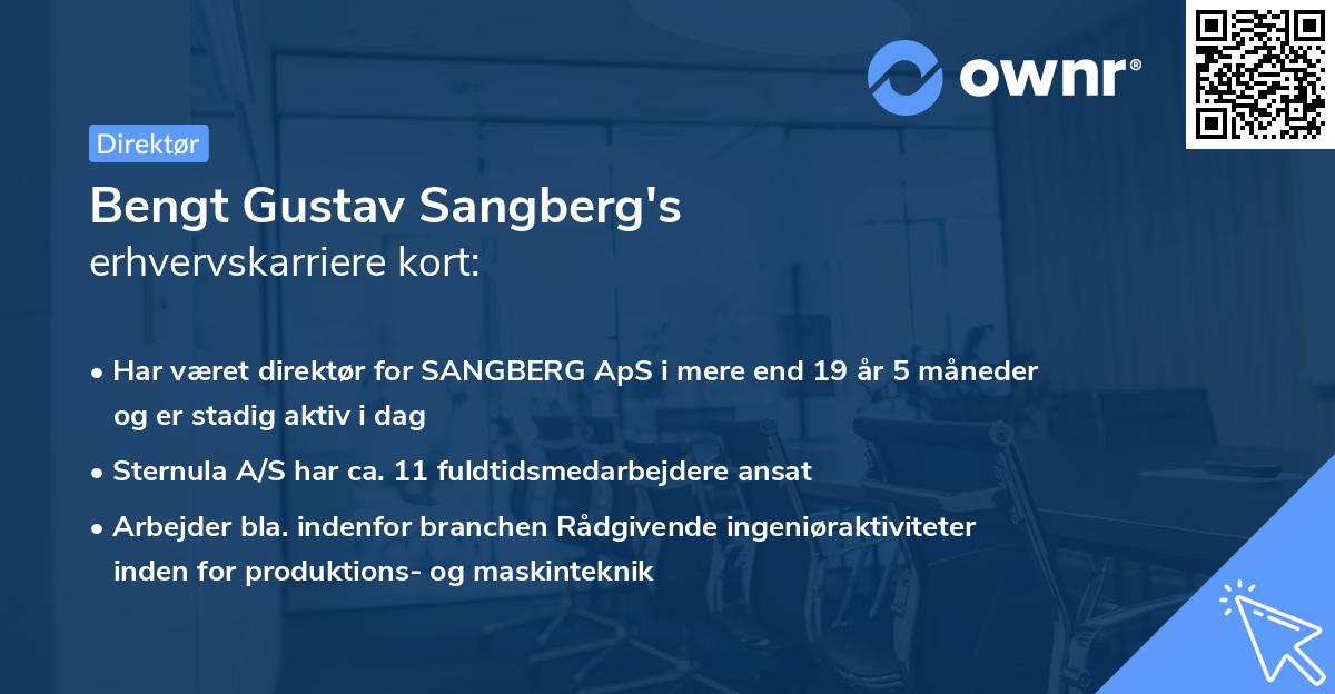 Bengt Gustav Sangberg's erhvervskarriere kort