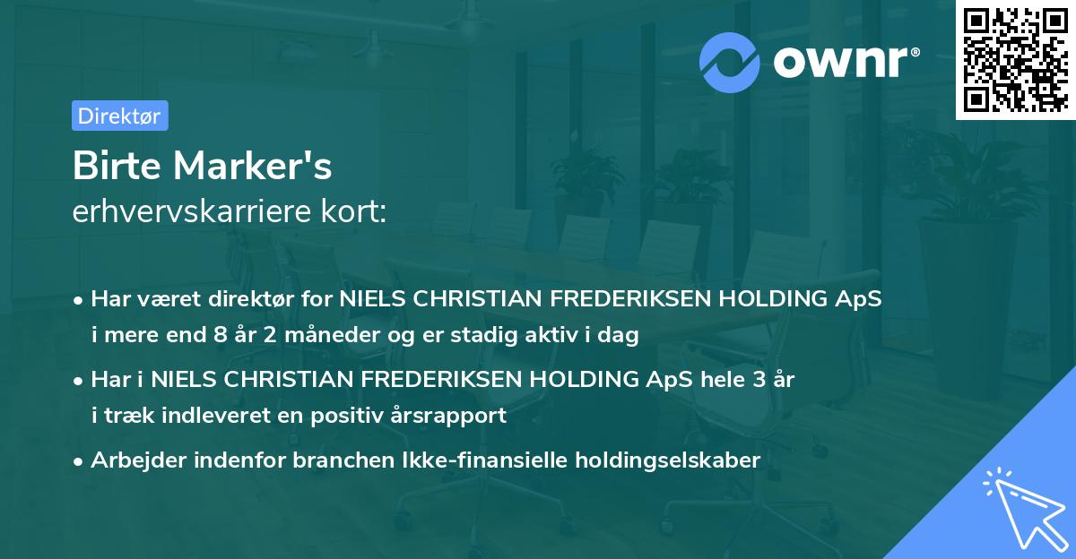 Birte Marker's erhvervskarriere kort