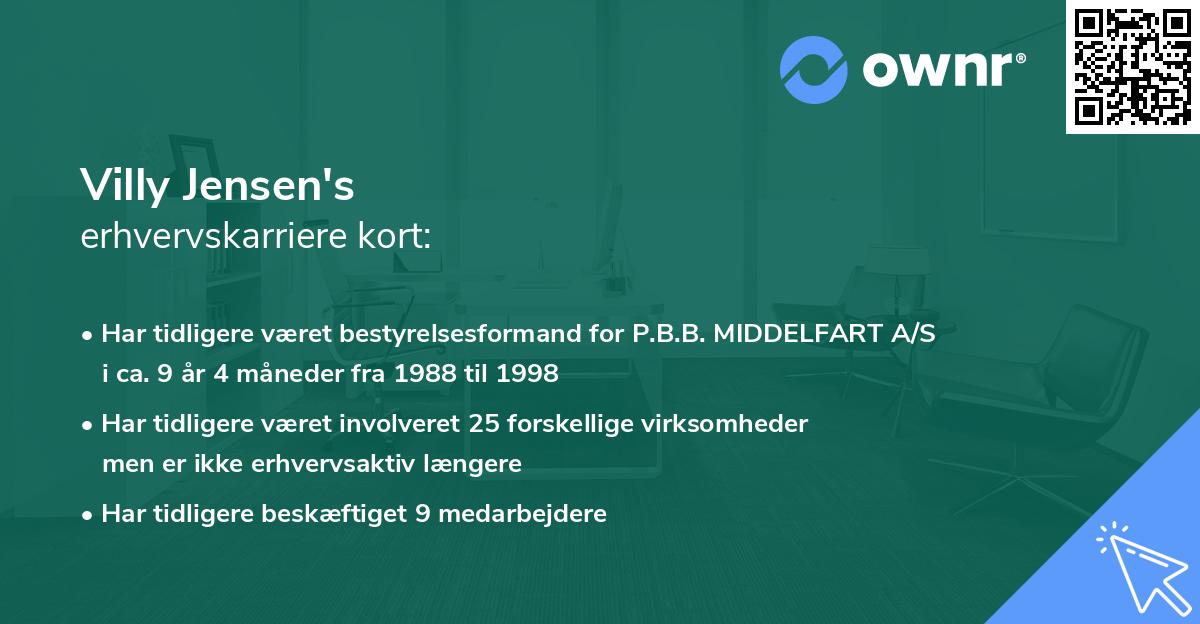 Villy Jensen's erhvervskarriere kort
