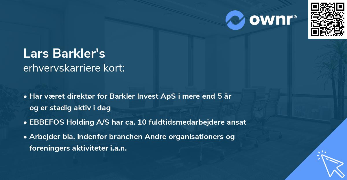 Lars Barkler's erhvervskarriere kort