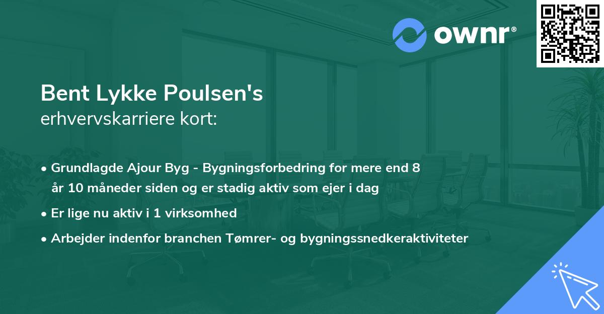 Bent Lykke Poulsen's erhvervskarriere kort