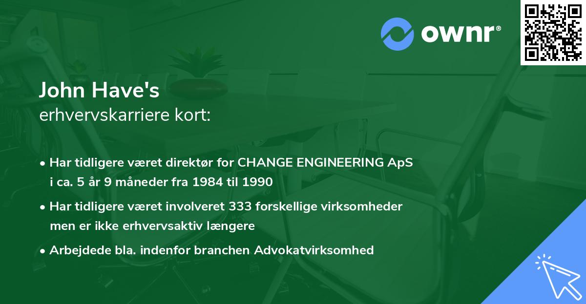 John Have's erhvervskarriere kort