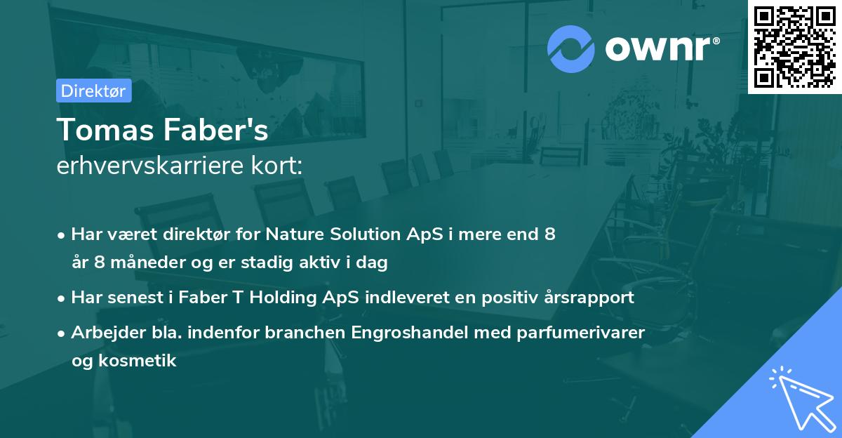 Tomas Faber's erhvervskarriere kort