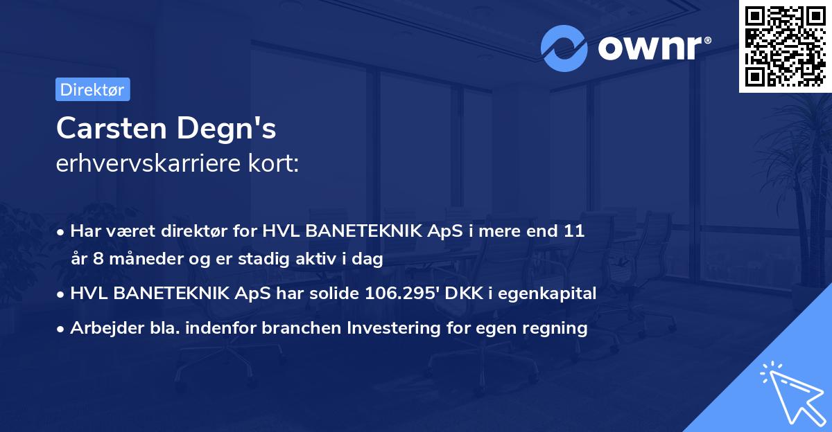 Carsten Degn's erhvervskarriere kort