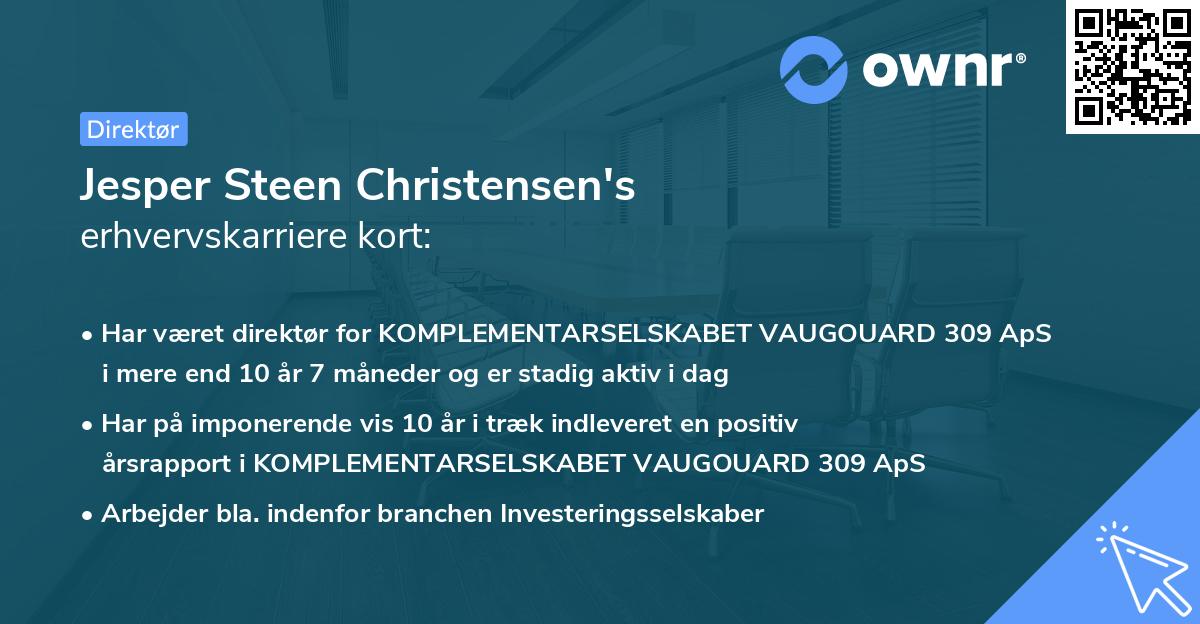 Jesper Steen Christensen's erhvervskarriere kort