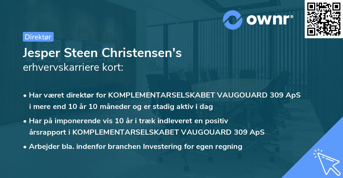 Jesper Steen Christensen's erhvervskarriere kort