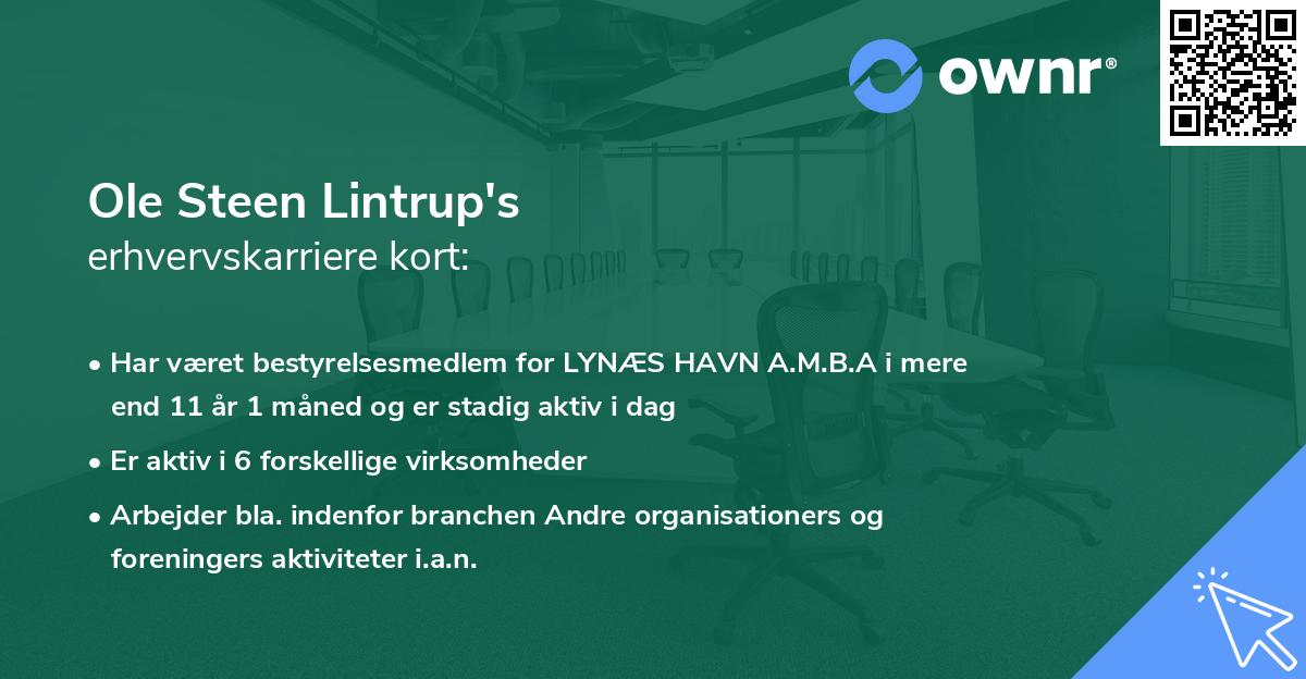 Ole Steen Lintrup's erhvervskarriere kort