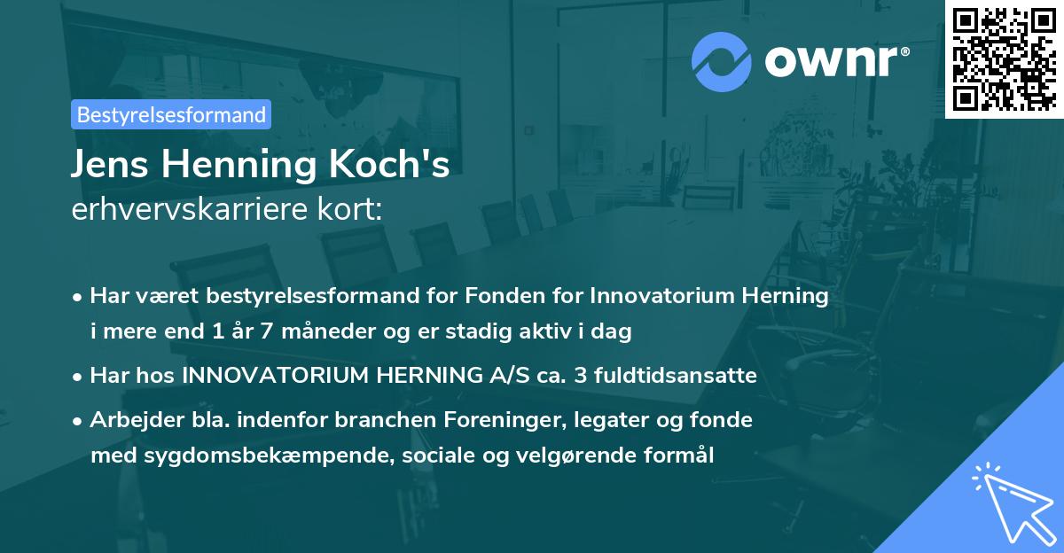 Jens Henning Koch's erhvervskarriere kort