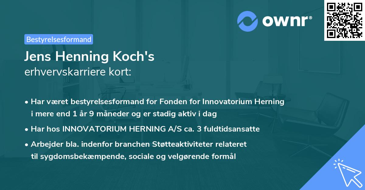 Jens Henning Koch's erhvervskarriere kort