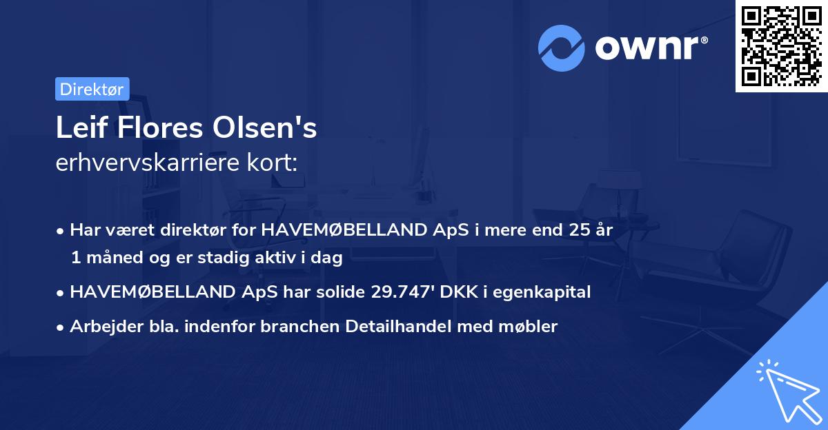 Leif Flores Olsen's erhvervskarriere kort