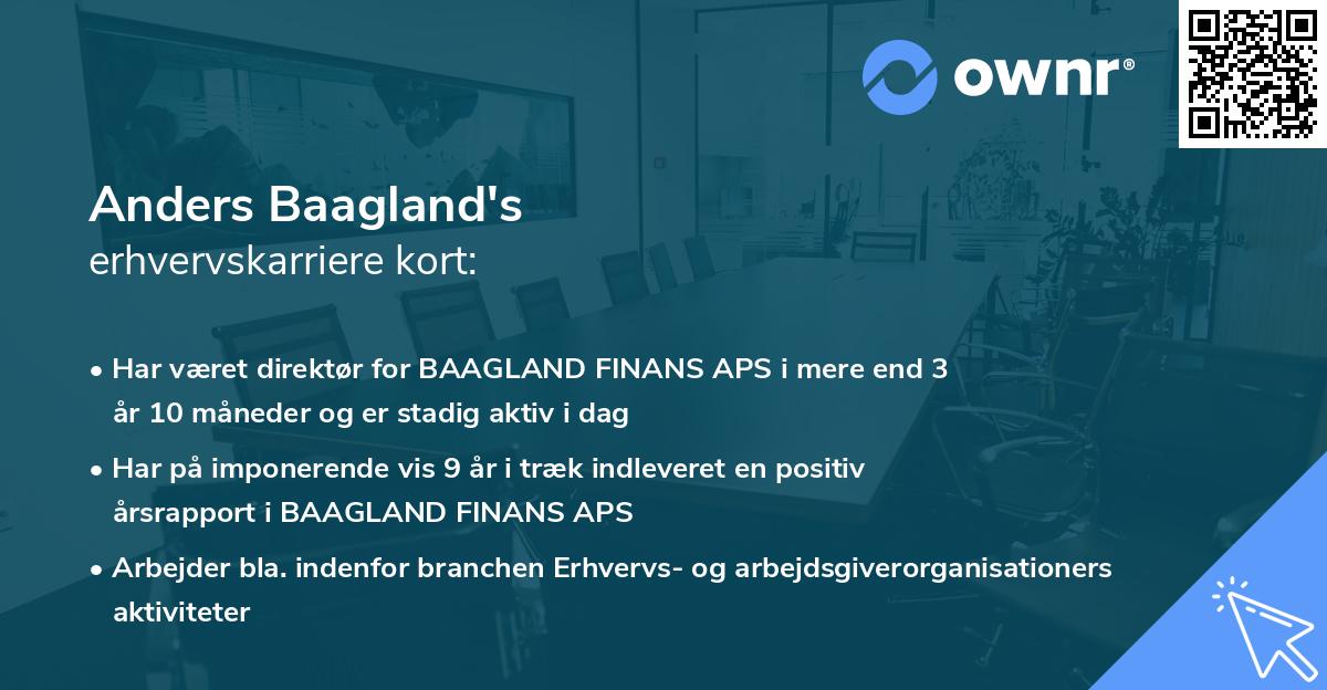 Anders Baagland's erhvervskarriere kort