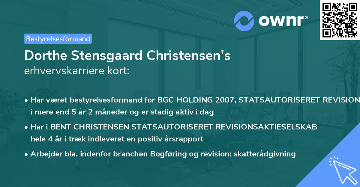 Dorthe Stensgaard Christensen's erhvervskarriere kort