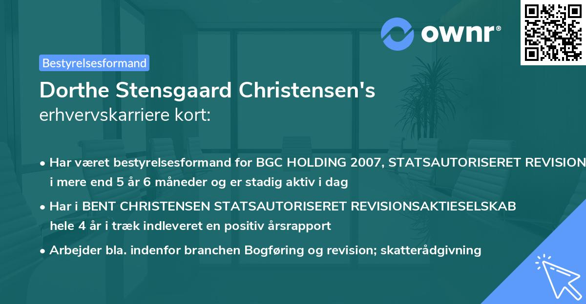 Dorthe Stensgaard Christensen's erhvervskarriere kort