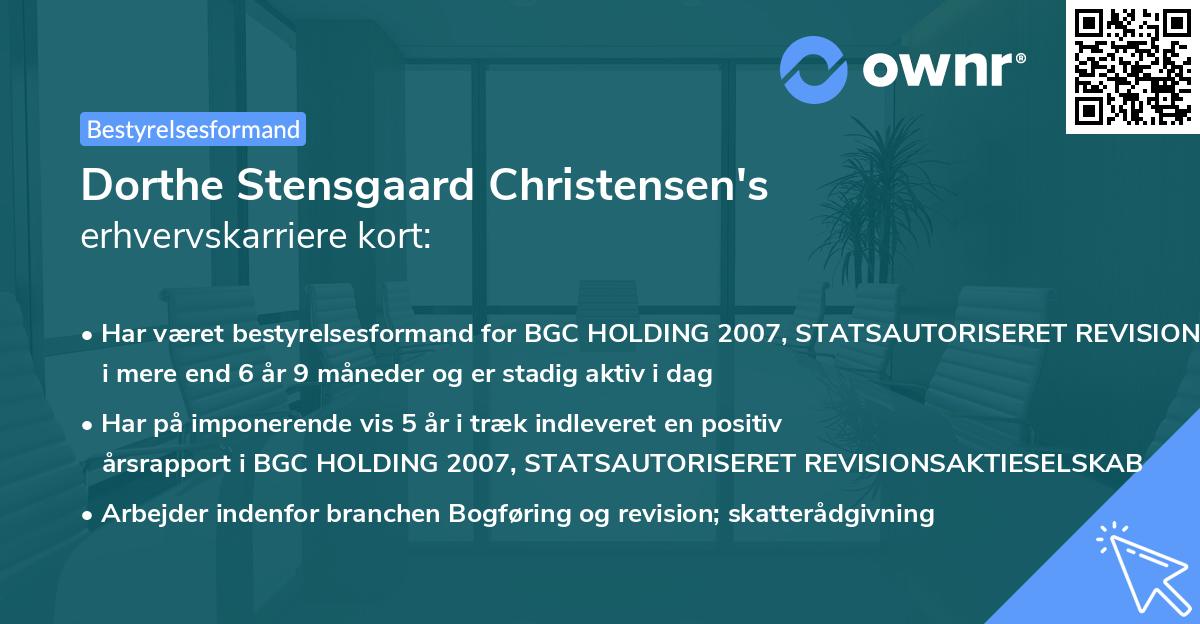 Dorthe Stensgaard Christensen's erhvervskarriere kort