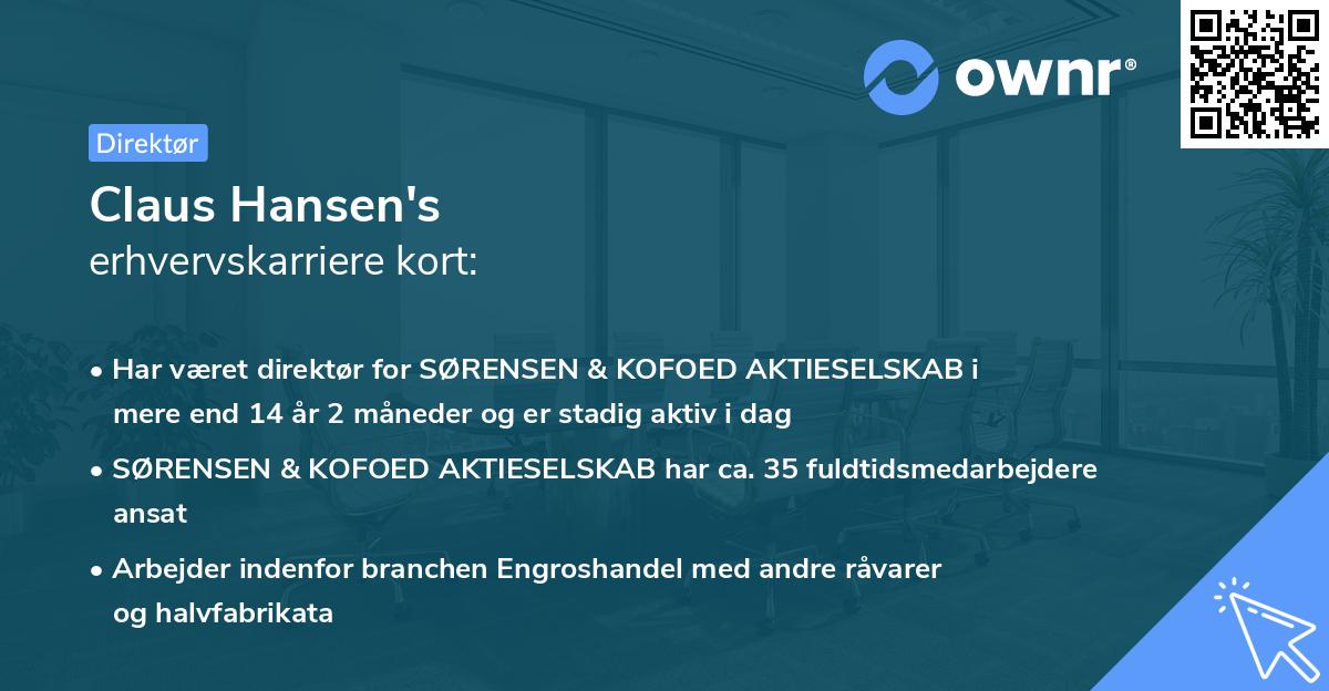 Claus Hansen's erhvervskarriere kort