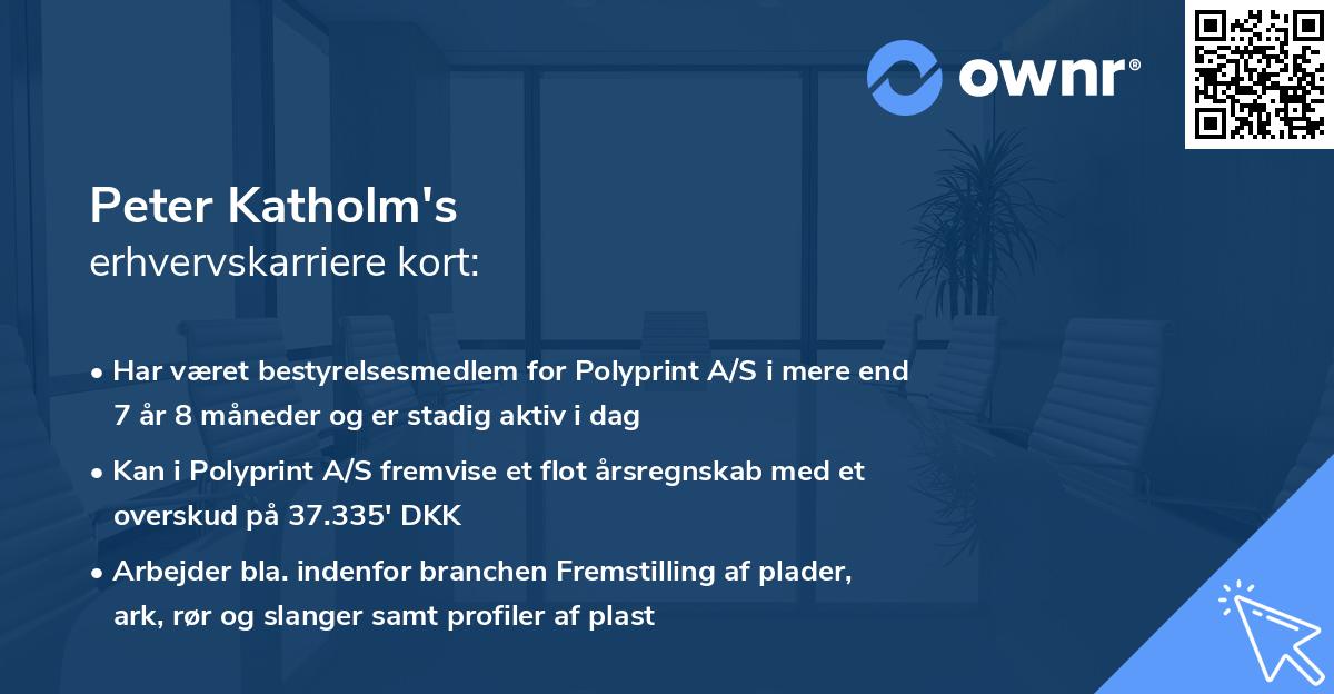 Peter Katholm's erhvervskarriere kort