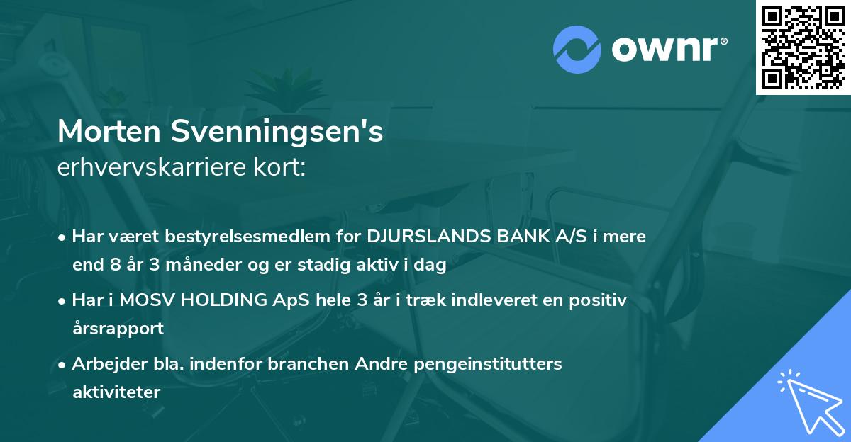Morten Svenningsen's erhvervskarriere kort
